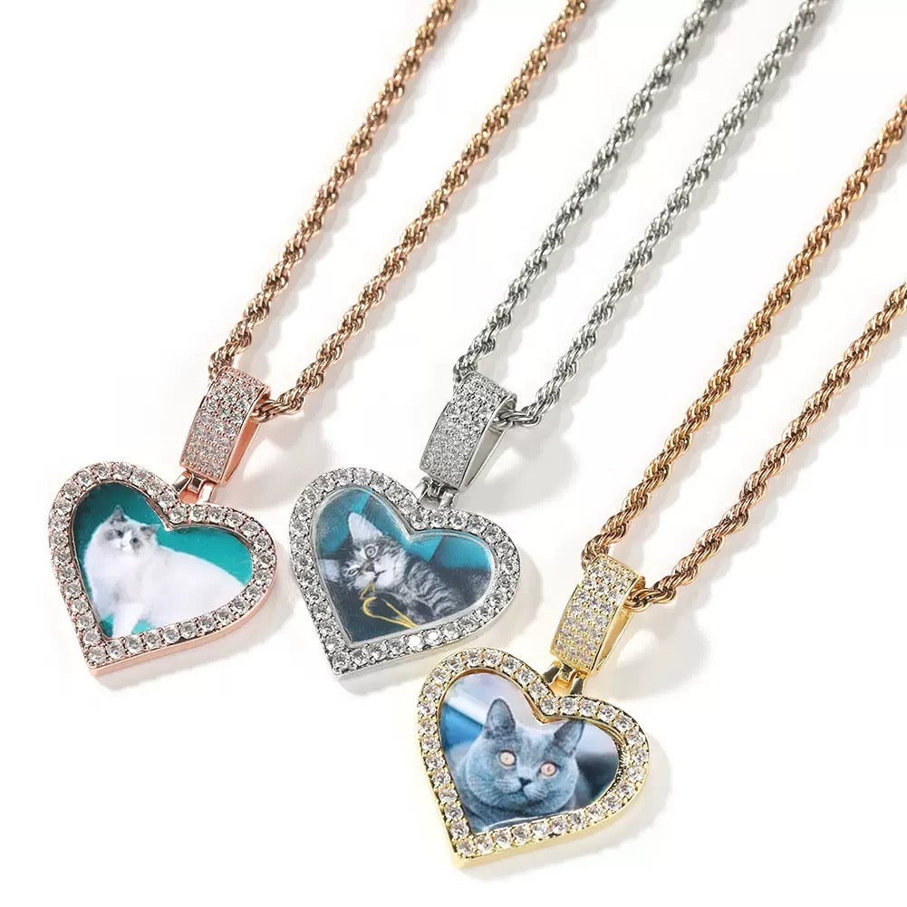 Heart - Shaped Custom Pet Photo Necklace