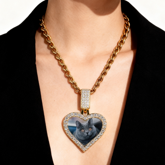 Heart - Shaped Custom Pet Photo Necklace