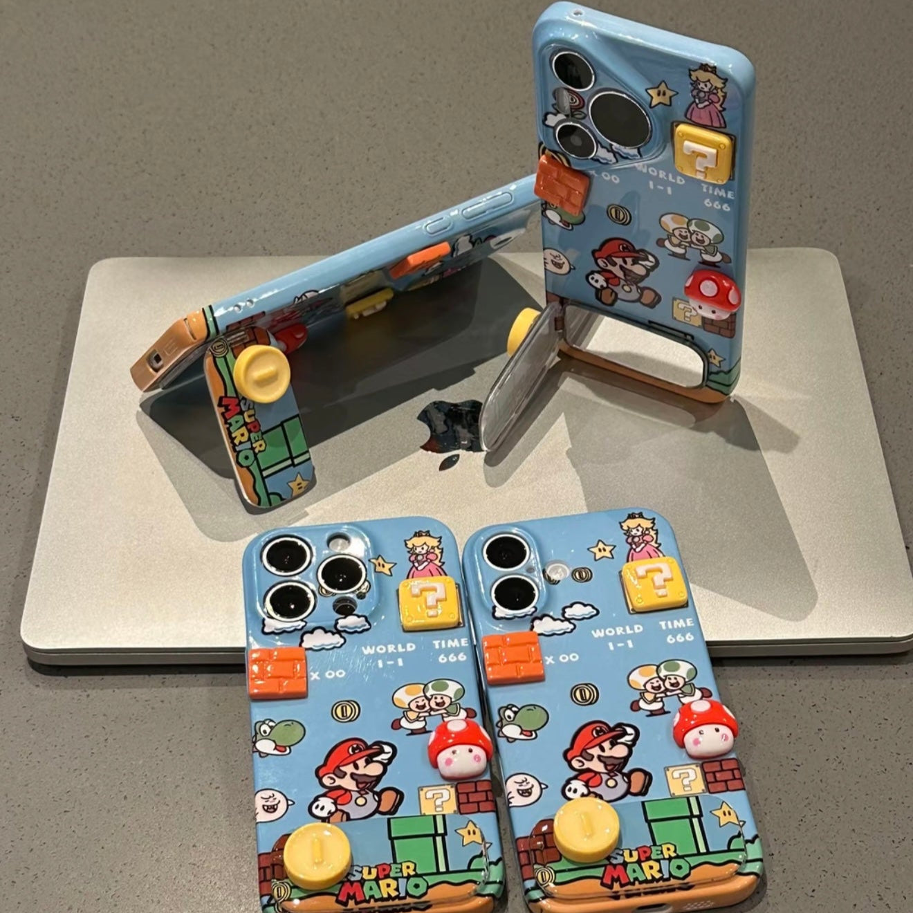 Super Mario Themed Phone Case with Stand & Mini Mirror