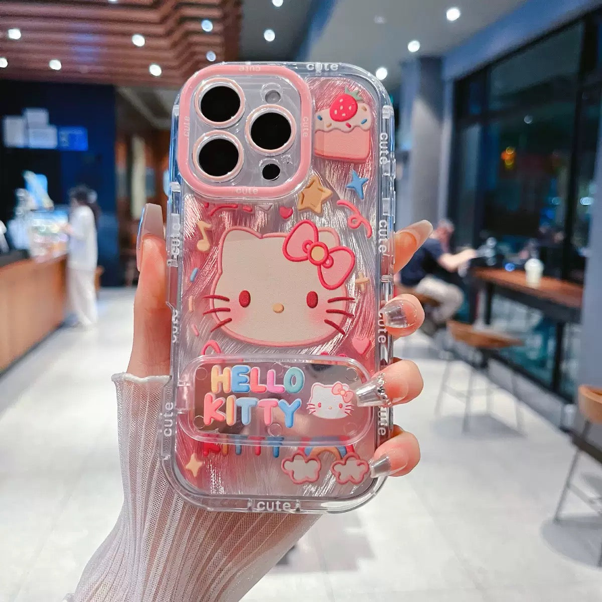 Hello Kitty Clear Phone Case with mini Mirror