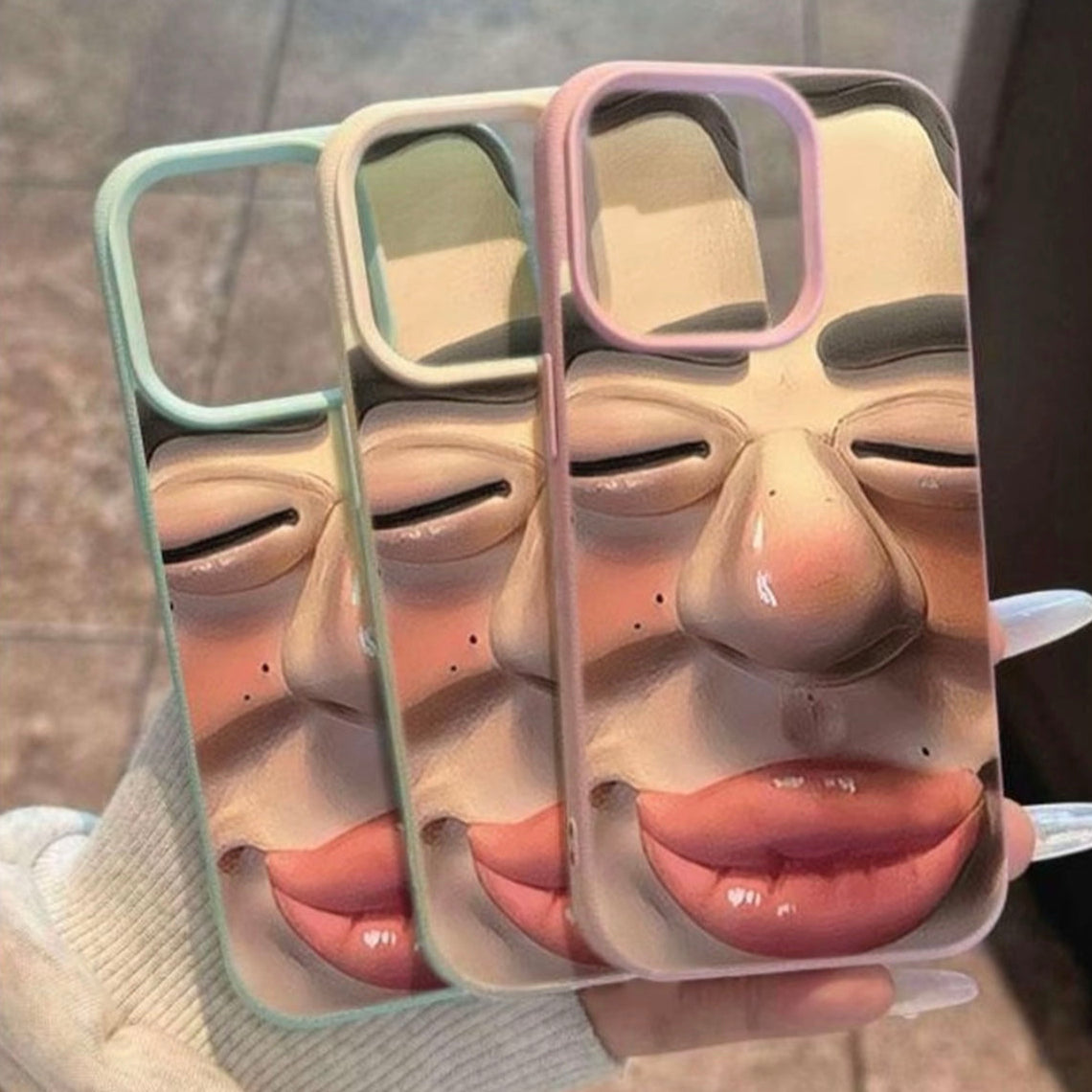 Whimsical Exaggerated Human Face Art - Themed Phone Case