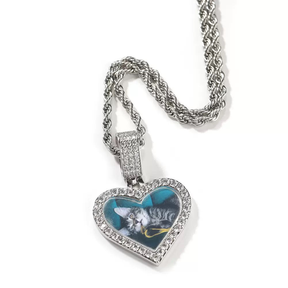 Heart - Shaped Custom Pet Photo Necklace