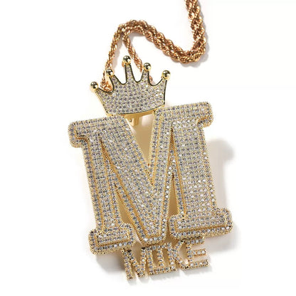 Custom Crown Letter Name Necklace – Personalized Iced Out Pendant