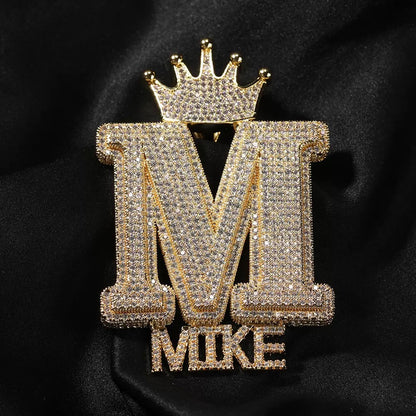 Custom Crown Letter Name Necklace – Personalized Iced Out Pendant