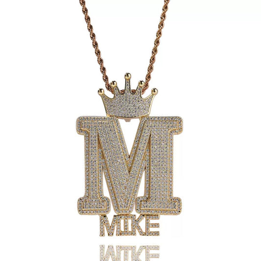 Custom Crown Letter Name Necklace – Personalized Iced Out Pendant