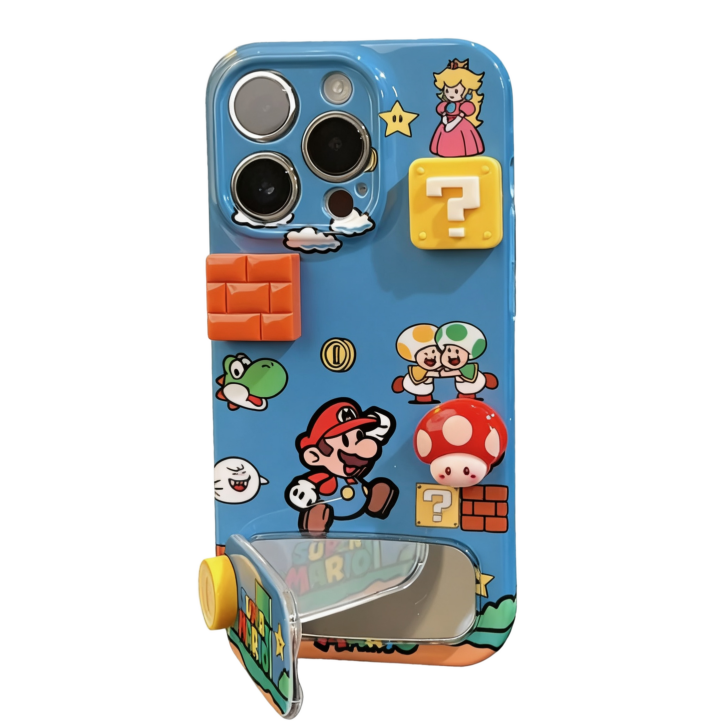Super Mario Themed Phone Case with Stand & Mini Mirror
