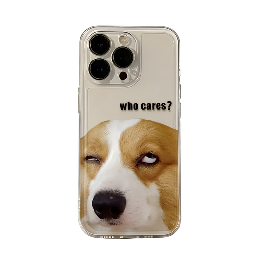 Sarcastic Dog "Who Cares?" Transparent Phone Case