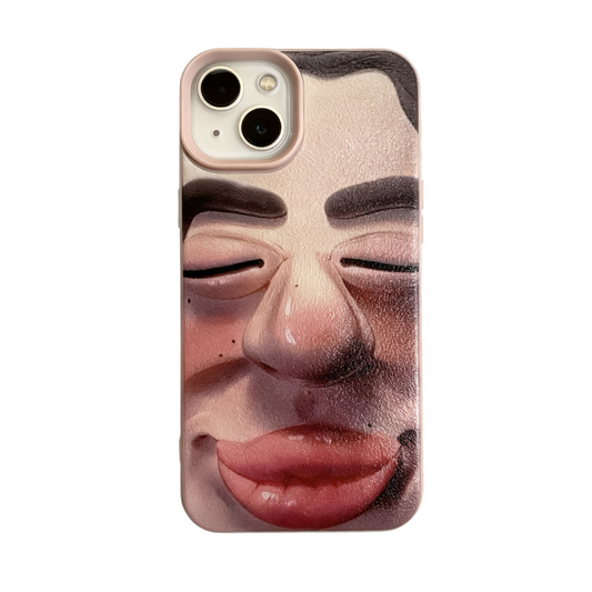 Whimsical Exaggerated Human Face Art - Themed Phone Case